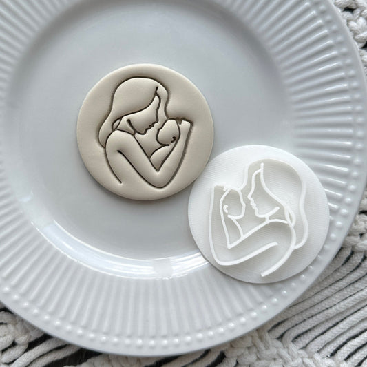 Mum Holding Child - Imprint Stamp